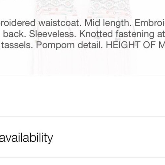 Embroidered Long Waistcoat PomPoms Ecru Cream - Picture 8 of 8